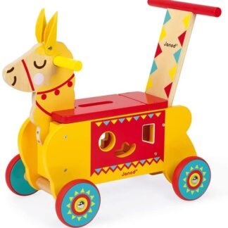 JANOD J08004 - Correpasillos Llama (Madera), Color Amarillo/Rojo